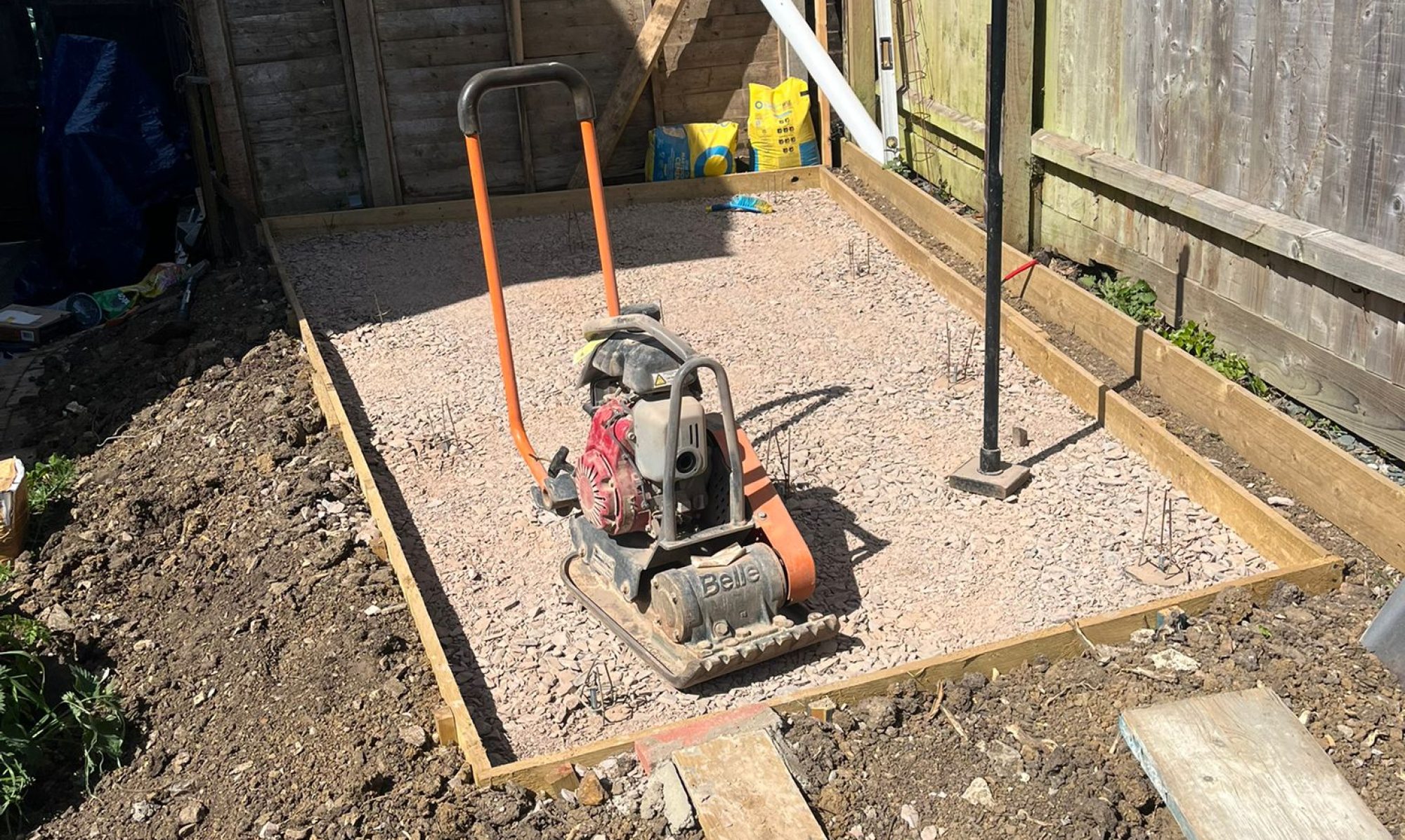 Shed slab compacted